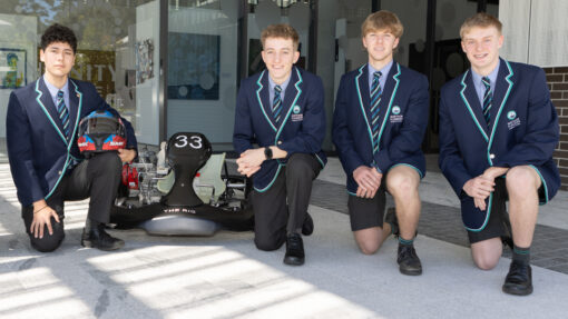 Flinders students with go-kart