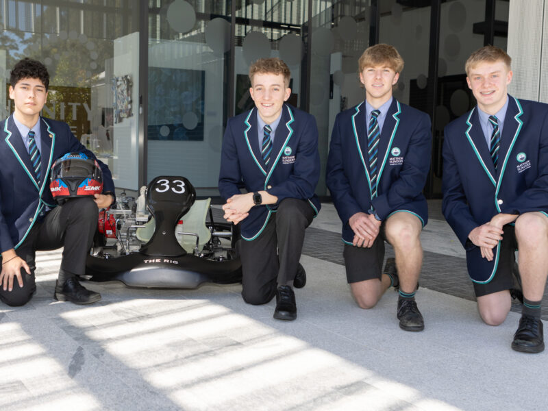 Flinders students with go-kart