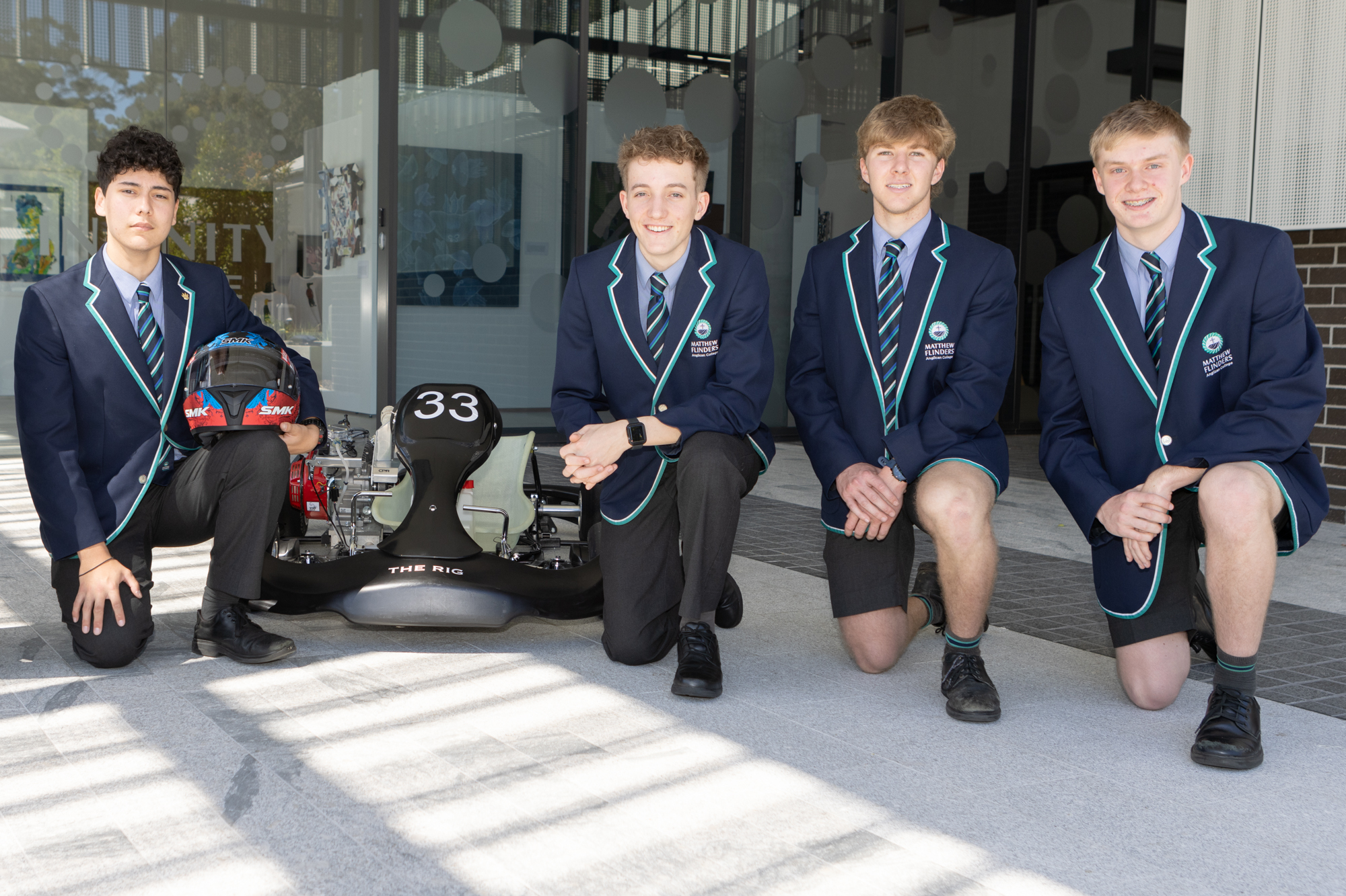 Flinders students with go-kart