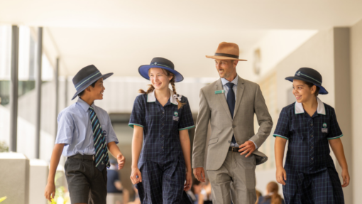 Flinders Head of Middle with students