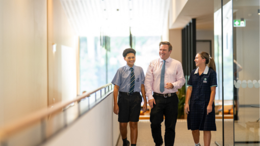 Head of Senior School with students