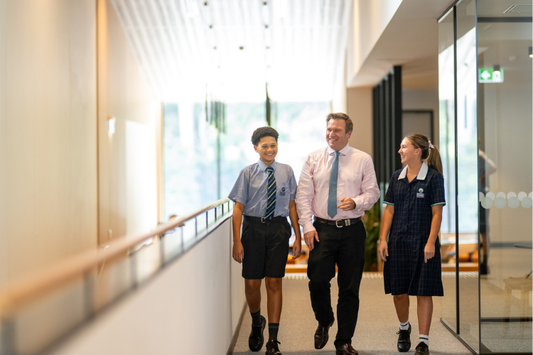 Head of Senior School with students